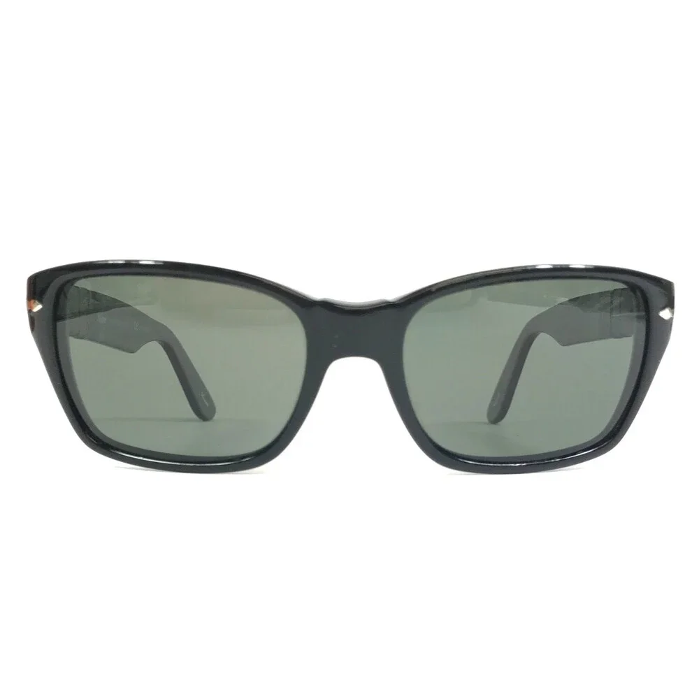 Persol Sunglasses 3040-S 95/58 Shiny Black Rectangle with Gray Polarized Lenses